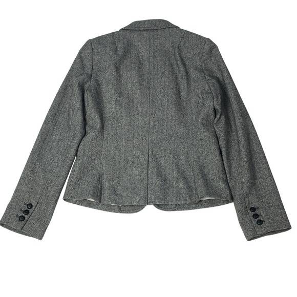 Banana Republic Herringbone Blazer Womens 6 Gray Wool Blend Career Jacket - Picture 11 of 11